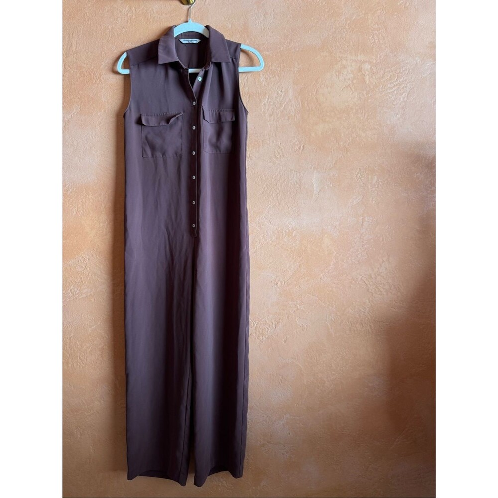 Amanda Uprichard Chocolate Brown Sleeveless Wide Leg Jumpsuit XS